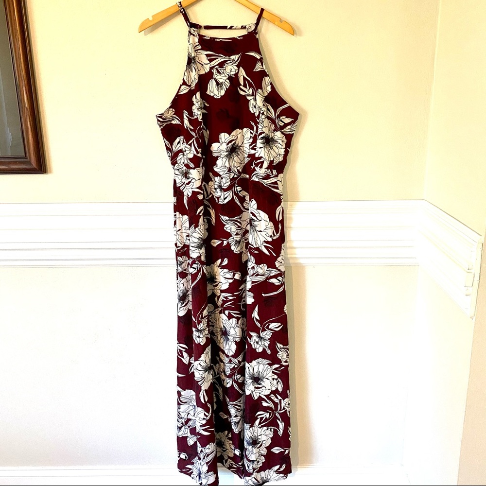 NWT Maroon Floral Halter Maxi Dress 4XL